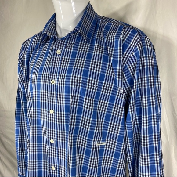 Pepe Jeans London Men’s 90’s Vintage Blue Plaid Long Sleeve Button Down - Picture 2 of 6